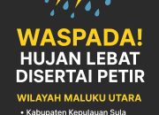 BMKG: Hujan Lebat Disertai Petir Landa Maluku Utara Hari Ini